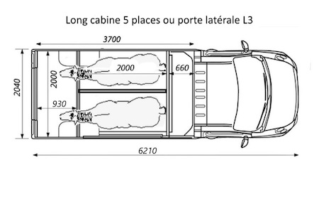 Cabina lunga 5 posti o porta laterale